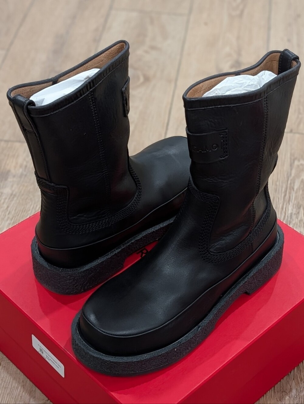 Men's Black Leather Pull-On Boots